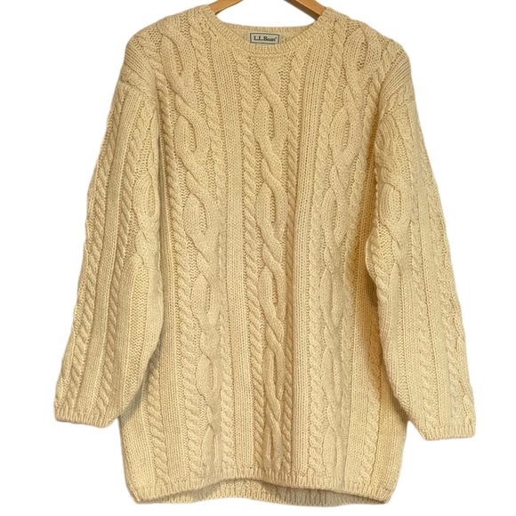 L.L. Bean Sweaters - Vintage L.L. Bean Ireland Wool Cable Knit Sweater